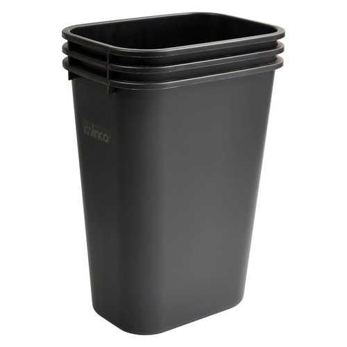 Winco PWR-41K Waste Basket, 10 Gallon, Black (Pack of 2)