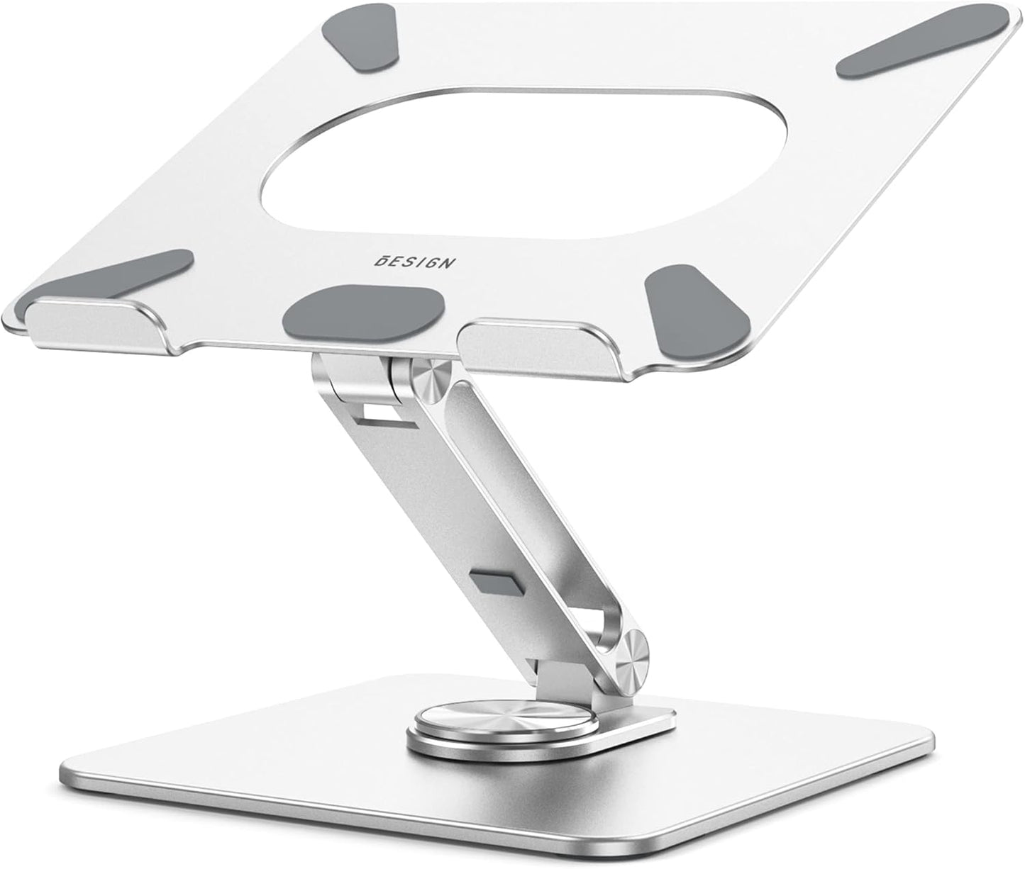 BESIGN LSX7 Laptop Stand - Ergonomic Adjustable Riser with 360° Rotating Base | Fits 10-15.6" Laptops (Silver)