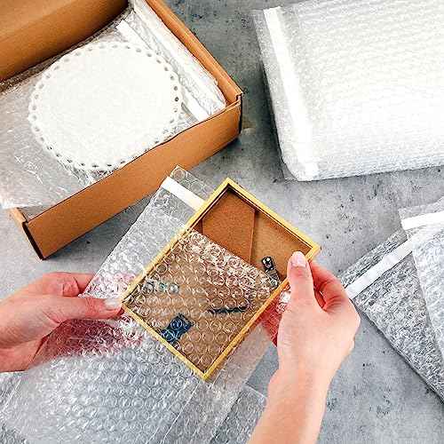 PerKoop 120 Pcs 6 x 8.5 Inch Bubble Cushion Wrap Bags Bulk, Double Wall Bubble Cushion Wrap Pouches, Clear Protective Bags Thickening Shockproof for Shipping Packing Storage Moving