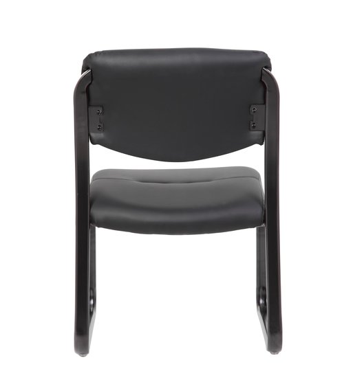 Boss Office Products Leather Sled Base Side Chair in Black