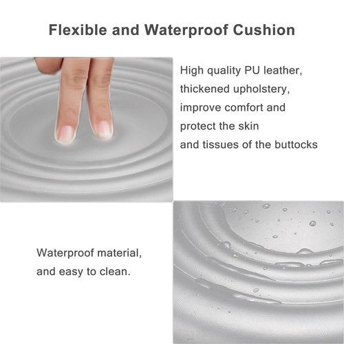 IMMER LIEBEN Heavy Duty Rolling Stool with Wheels PU Leather Low Roller Seat for Adult Child Home Shop Garage Kitchen for Pottery Making Modern Round White