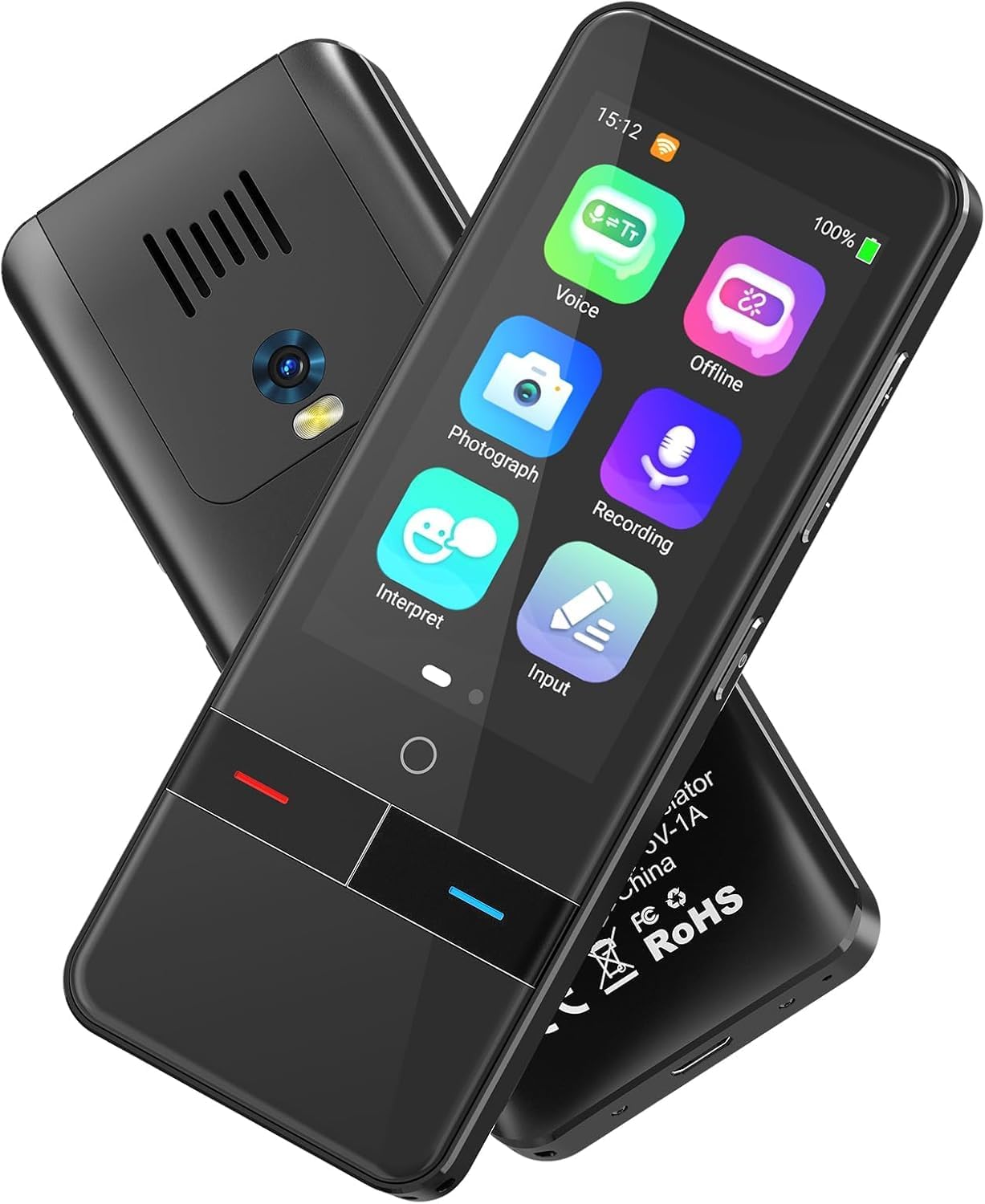 Skiennix Language Translator Device - 139 Languages Offline & Online | Portable Two-Way Instant Translation (Black)