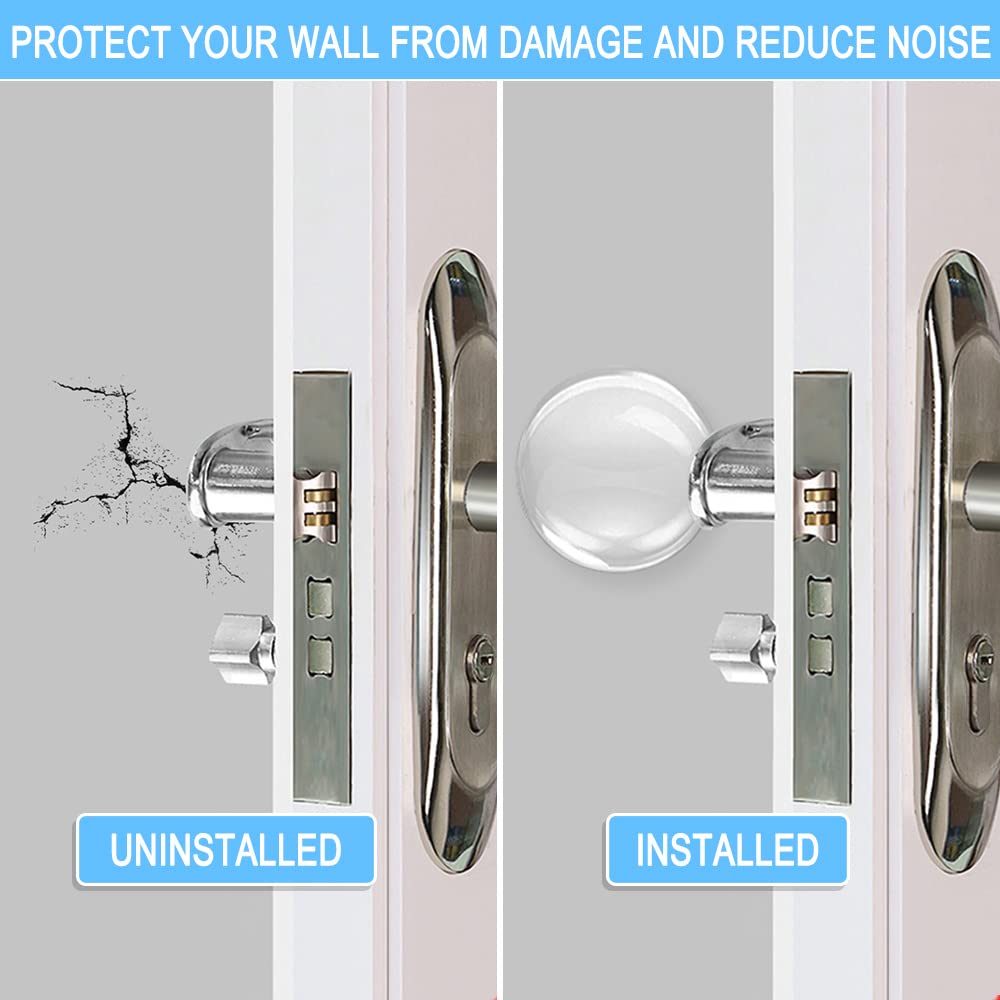 Strongest Wall Door Handle Stopper - 6 PCS Clear Round Rubber Door Knob Wall Shields, Guard Cushion Bumper Protectors for Wall - Stronger Self-Adhesive Silencer (1.57" 6PCS, Clear)