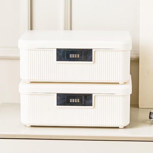 MXCELL Lockable Storage Box – 4.5 Gallon Medicine Secure First Aid Organizer Box Safe w/Adjustable Lock for Home/Office/Outdoor Travel (White)