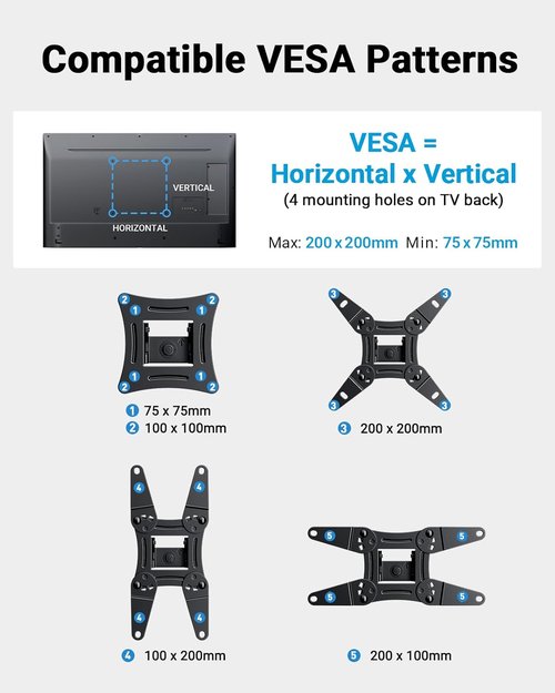Pipishell Full Motion TV Wall Mount - Fits 13-43 Inch Flat & Curved Screens | Max VESA 200x200mm, 44lbs Capacity