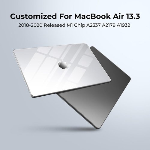 EooCoo Hard Case for MacBook Air 13.3" M1 (2021-2018) - Crystal Black with Keyboard Cover & Screen Protector