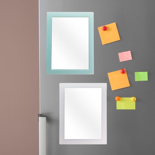 2 Pack Magnetic Locker Mirror for School Locker, Refrigerator, Office Cabinet, 6.3" x 4.8", Locker Accessories Rectangular Mirror (Soft Mint and White)