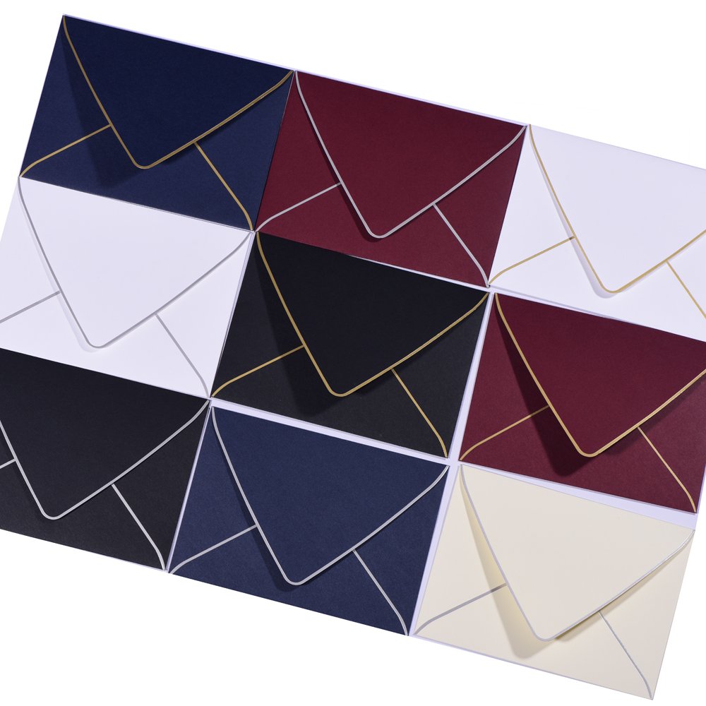 A7 Navy Envelopes With Silver Border, Invitation 5 x 7 Envelopes - 50 Pack For 5x7 Cards| Self Seal| Perfect for Weddings, Invitations, Photos, Baby Shower| 5.25 x 7.25inch (Nbole Blue-Silver Border)