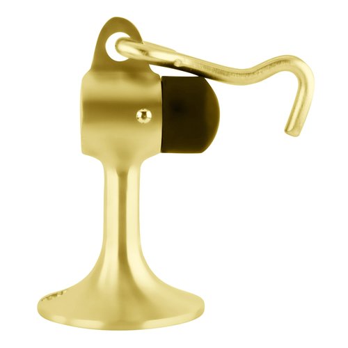 C.R. LAURENCE DL2521PB CRL Polished Brass Floor Mounted Heavy Duty Door Stop With Hook and Holder