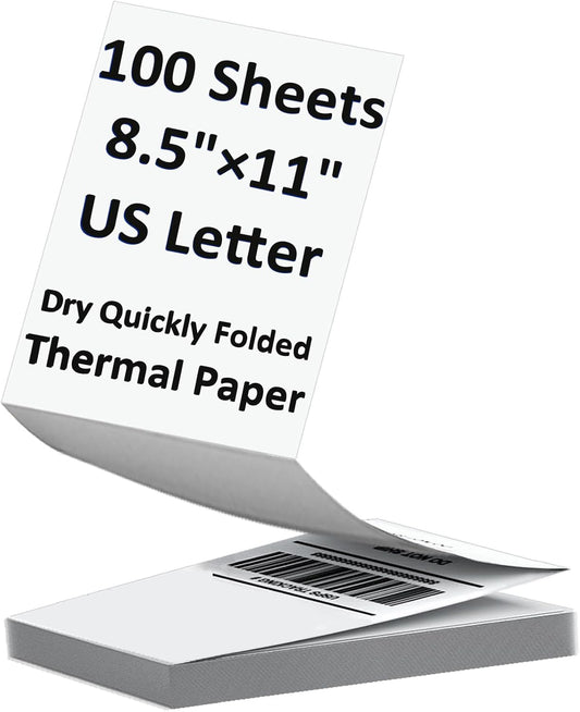 Thermal Paper by [Brand Name] - 100 Sheets US Letter Size 8.5 x 11 Inch for M08F/A40 Printers