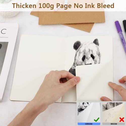 EUSOAR Blank Paper Notebook, 36pcs A5 5.5"x8.3" 60 Pages Soft Cover Kraft Subject Journal Diary Notebooks, Writing Note Pads Sketchbook Memo Composition, for School Office College