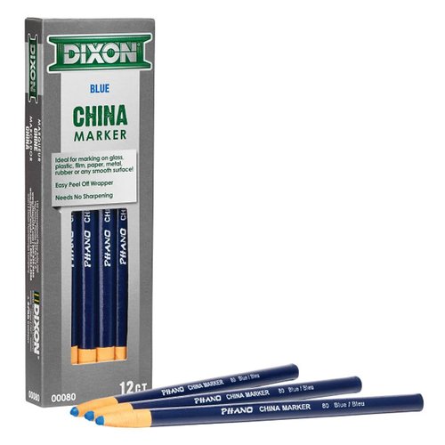 Dixon Phano China Markers, Blue, 12 Per Pack, 2 Packs (DIX00080-2)