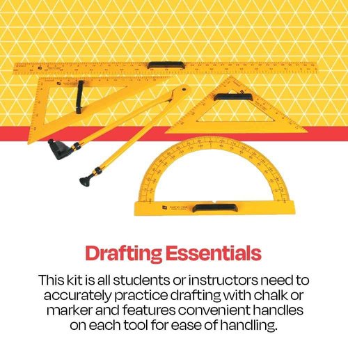 School Smart Drafting Tools Kit, Yellow, Set of 5