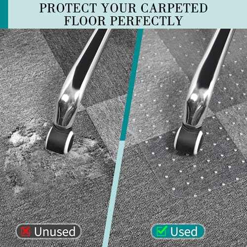 BesWin Office Chair Mat for Carpet, 48'' x 36'' Clear Floor Mat for Low and No Pile Carpeted Floors, Thick and Sturdy Carpet Protector for Work, Home, Gaming, Easy Glide and Flat Without Curling