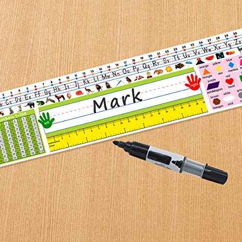 Traditional Manuscript Nameplates Self Adhesive Primary Students Desk Plates Pack of 36