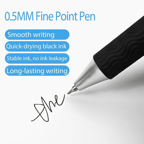 HZDIYAKE Pens Bulk,50 Black Ink Gel Pens,0.5mm Fine Tip Pen,Writes Smoothly Without Skipping Ink,Wholesale Retractable Ballpoint Pens for Schools,Offices,Nurses Notes,Office Supplies (Black pen)