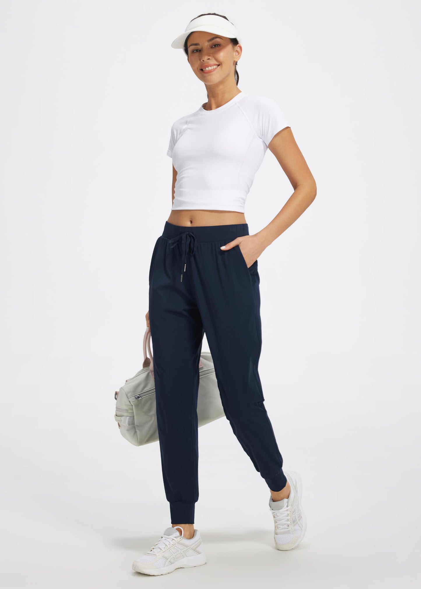 Libin Women's Joggers Pants Athletic Sweatpants with Pockets Running Tapered Casual Dance Pants for Workout,Lounge, Navy XL