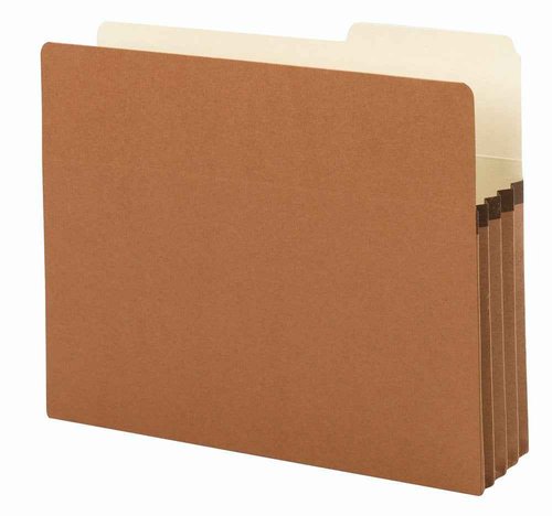 Smead File Pockets, 2/5-Cut Tab Right Position, Guide Height, 3-1/2" Expansion, Letter Size, Redrope, 25 per Box (73088)