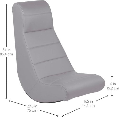 Factory Direct Partners Soft Ergonomic Floor Video Rocker - Cushioned Chair for Gaming & TV - Gray