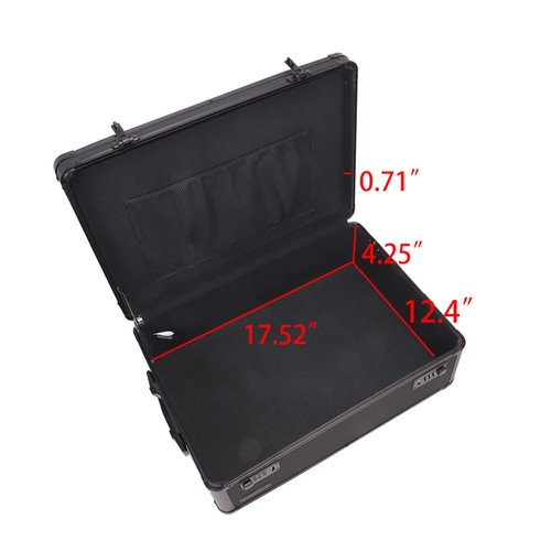 Vaultz Storage Lock Box - 6.5 x 19.25 x 13.5 Inch Lockable Dorm Storage Trunk with Combination Lock - Briefcase, Medicine Box, Lock Boxes for Personal Items, Cash, Laptop - Black on Black