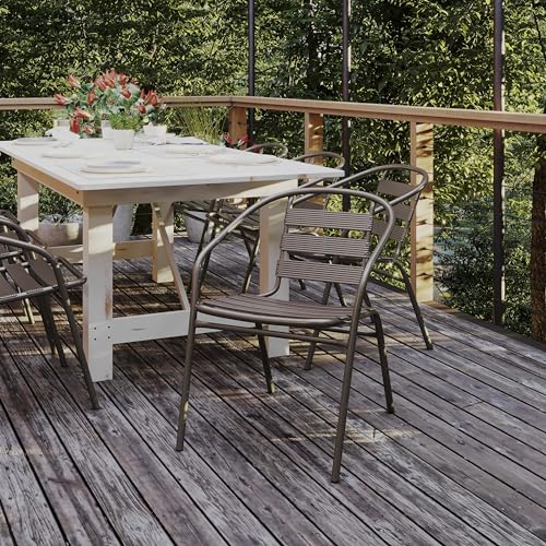 Flash Furniture Lila Bronze Metal Restaurant Stack Chair with Metal Slats