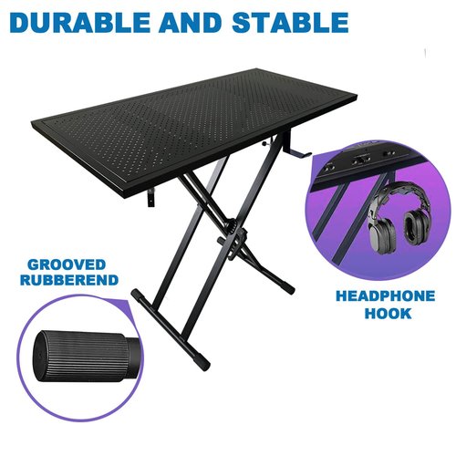 JILLSKY DJ Table Stand Audio Mixer Stand Portable Booth - 35" x 17.3" Versatile DJ Booth Stand for Piano, Laptops, Controllers, Midi Keyboards, and Audio Mixers, Mixer Pioneer DJ Controller Equipment