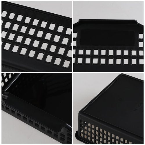 Vababa 6-Pack Plastic Paper Storage Basket Tray, Desktop File Organizer Baskets, Black