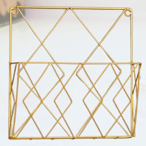 Yardenfun Wall-mounted Books Storage Rack Magazine Holder Golden Iron Book Organizer for Home Decor Office Stylish Book Supporter Container for Shelves