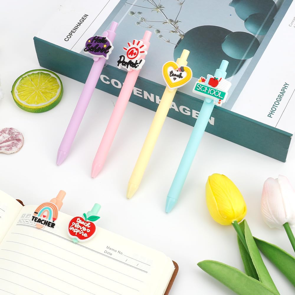 Bluckincle Cute Teacher Pens,Teacher Appreciation Gifts,Black Ink Writing Ballpoint Pen for School Office Classroom,Must Haves for Teachers Employee,Teachers Essentials Supplies