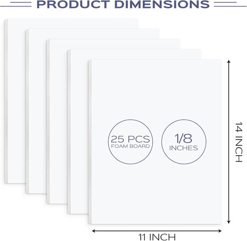 Golden State Art 11x14 Foam Boards - 25 Pack White 1/8 Inch Thick for School Crafts & Presentations