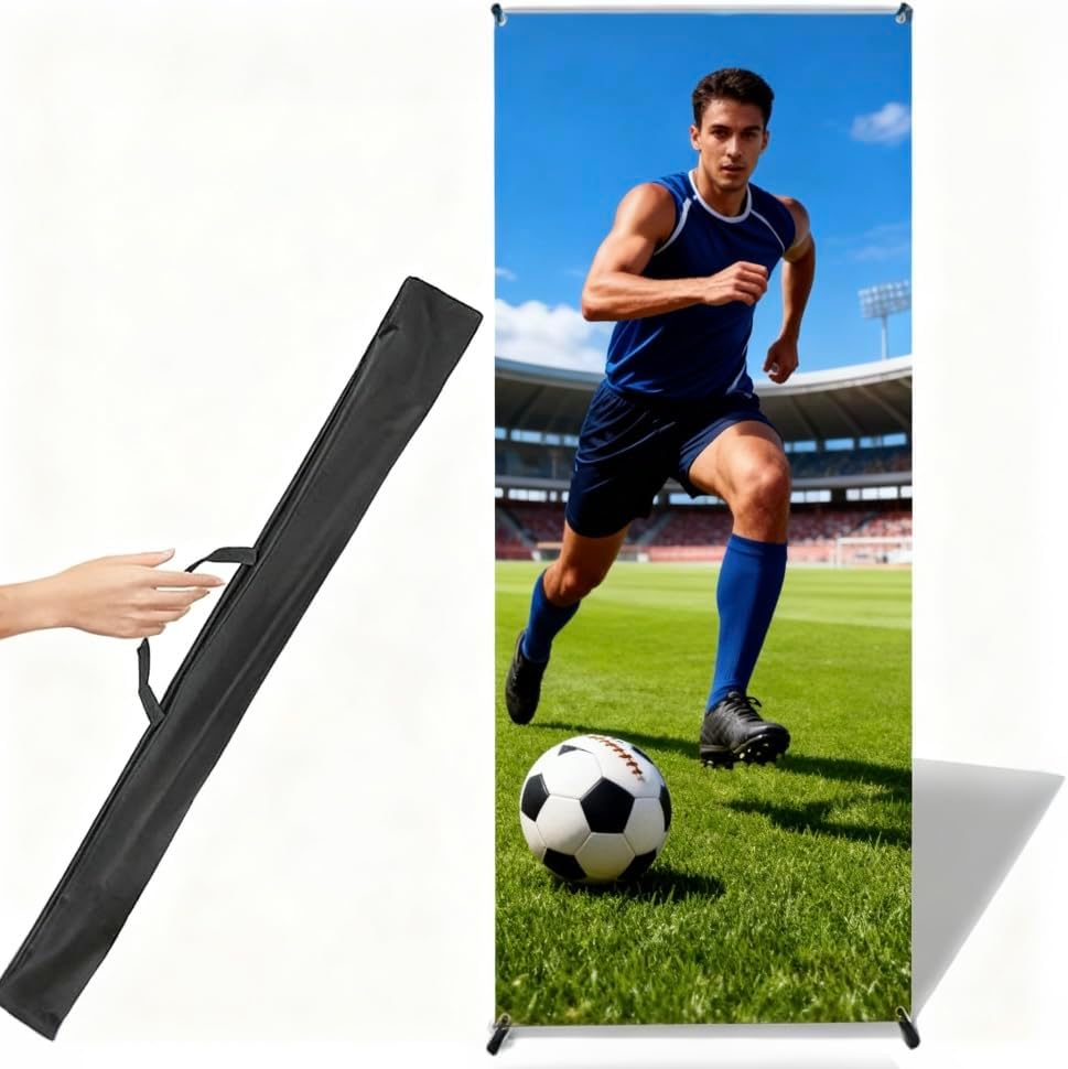 4U Media & Displays X Frame Banner Stand - Adjustable 24"x72" Heavy Duty Portable Display with Carrying Bag