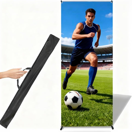 4U Media & Displays X Frame Banner Stand - Adjustable 24"x72" Heavy Duty Portable Display with Carrying Bag