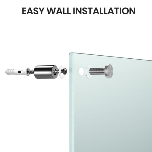 VUSIGN 36" x 24" Glass Whiteboard, Magnetie Dry Erase Board of Frameless, Minimalist Style Glass White Board for Wall, Office, Home,School