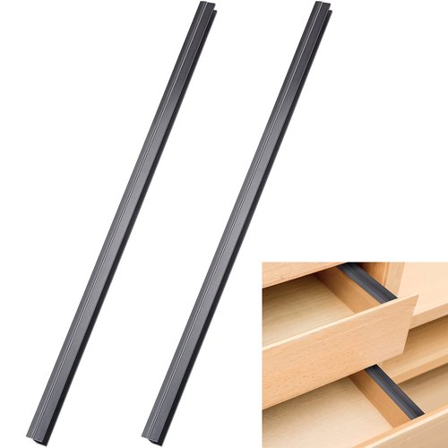2 Pieces PVC Drawer Hanging File Rails Black Cabinet Rails for Hanging 1/2 Drawer Sides Letter Size File Storage Folder Organizer (for 1/2 Inch-wide, 24 Inch)