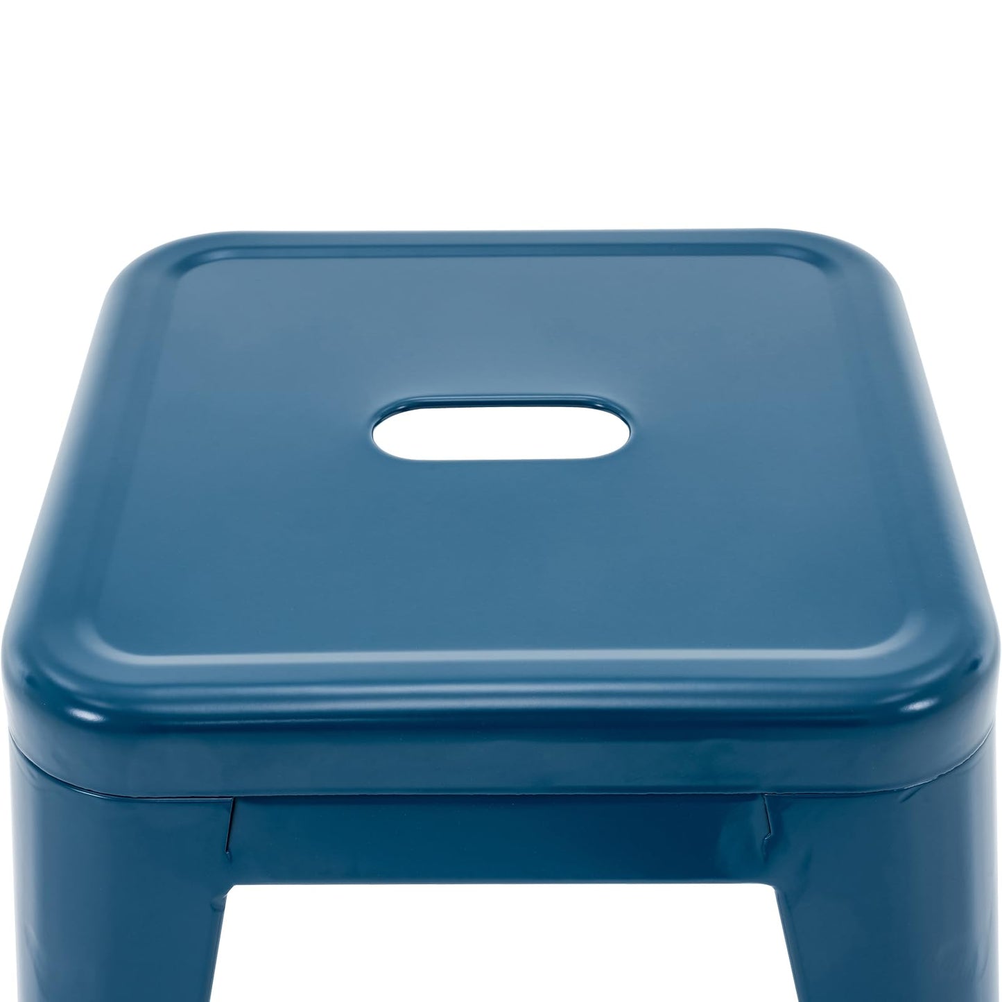 Brage Living 18 Inch Industrial Metal Stools Set of 4, Stackable Classroom Stools, Backless Metal Dining Chairs for Indoor Outdoor, Kitchen Short (Deep Blue)