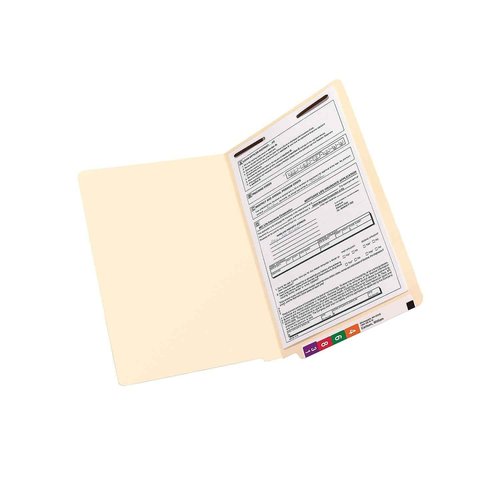 Smead End Tab Fastener File Folder, Shelf-Master® Reinforced Straight-Cut Tab, 1 Fastener, Legal Size, Manila, 50 per Box (37110)