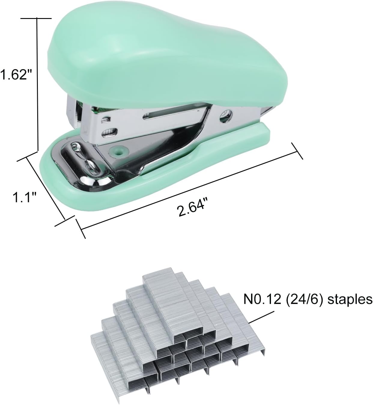 Skiennix Mini Desktop Stapler Set - 20 Sheet Capacity with Built-In Staple Remover & 750 Staples | Cute Green Office Supplies