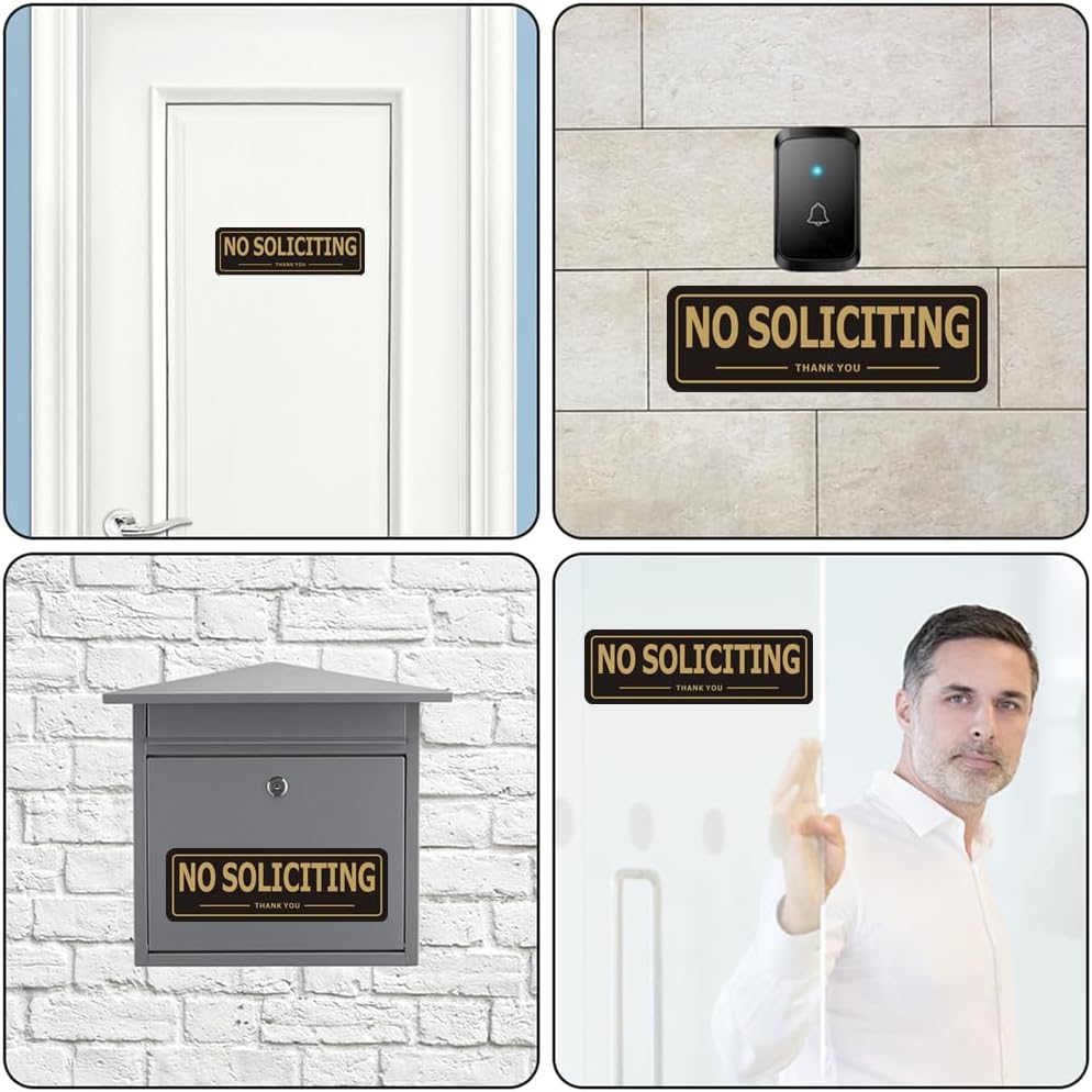 Skiennix No Soliciting Sign - Durable Aluminum Metal | Self-Adhesive 2-Pack for Home & Office