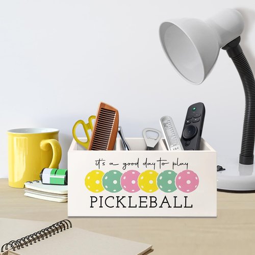 AQYIP Pickleball Gifts Wooden Pen Pencil Holder for Desk Accessories, Pickle Ball Gifts, Gift for Pickleball Lovers Women Wood Makeup Brush Toothbrush Holder Organizer for Vanity Bathroom