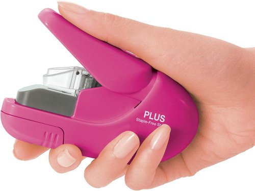Regine Switzerland Plus Paper Clinch Staple-Free Stapler - Stylish Pink Design