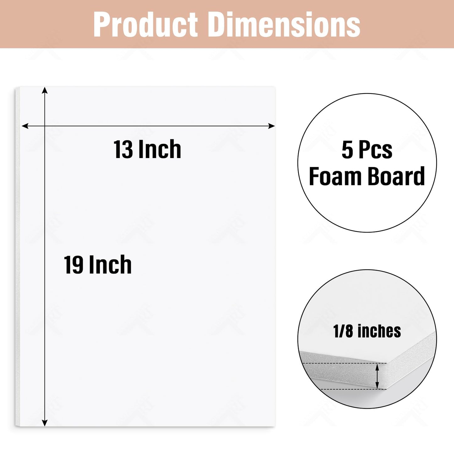 Golden State Art, Acid Free 5 Pack 13x19 White Foam Boards Foam Core Poster Board, 1/8'' Thick Polystyrene Foam Sheet for Projects, Mounting, Crafts, Art and Presentations