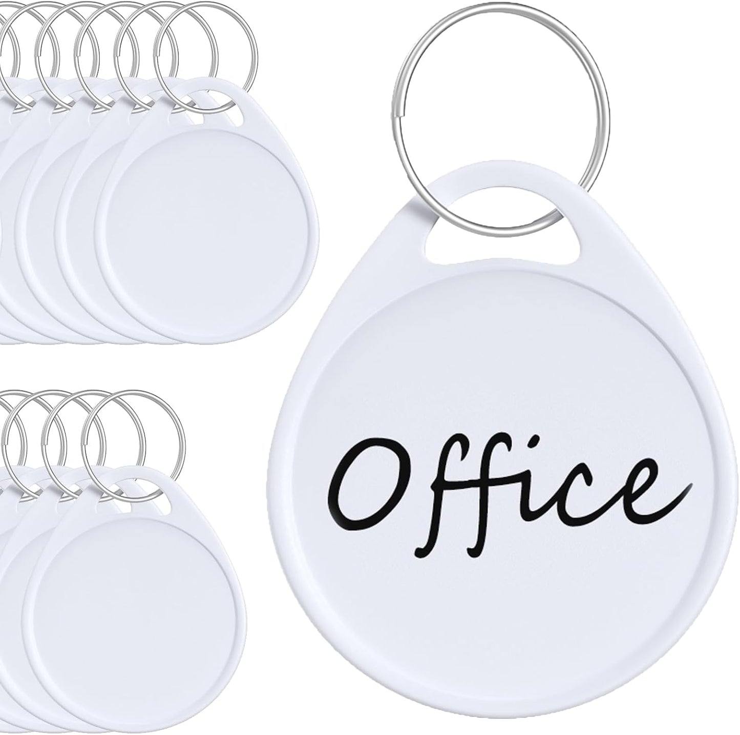 Uniclife Tough Plastic Key Tags - Sturdy Round White Item Identifiers with Blank Labels | 200 Pack