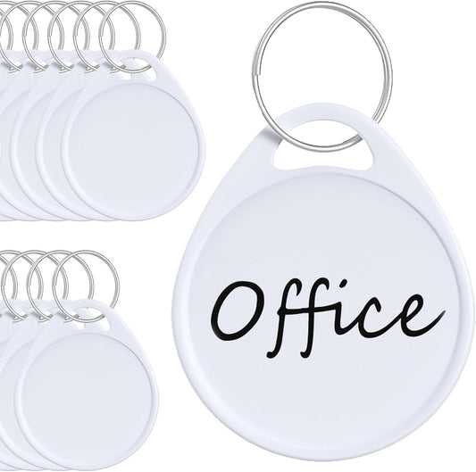 Uniclife Tough Plastic Key Tags - Sturdy Round White Item Identifiers with Blank Labels | 200 Pack