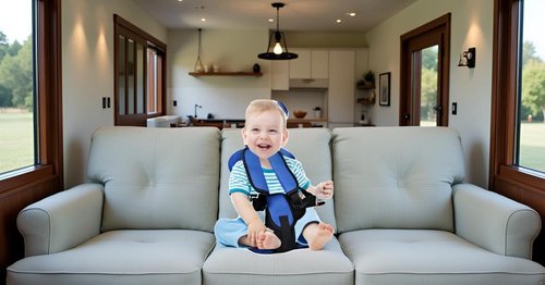Portable Kids Travel Cushion, Foldable Support Pad for Stable Surfaces - Lightweight & Non-Slip (Blue)