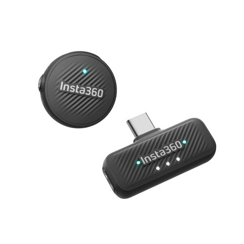 Insta360 Mic Air (1 TX + 1 RX), Noise Cancelling, 300m Range, Wireless Microphone for USB-C iPhone/Android/PC/Mac, Vlog, Streaming
