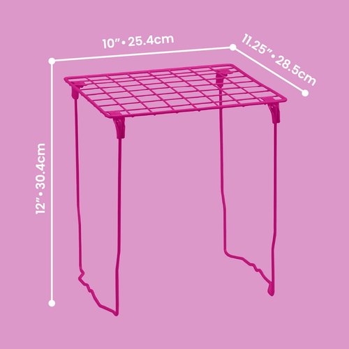 LockerMate Stac-A-Shelf Locker Organizer Shelf, Stackable, Extra Tall, Fits Standard Size School Lockers, Pink