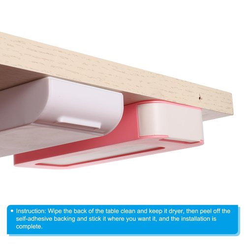 PATIKIL 2 Pack Minimalist White Under Table Drawer, Slide Out Hidden Self-Adhesive Pencil Tray Drawer Storage Organizer for Office, Home, Kitchen