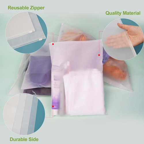 Frosted Packaging Bags - 100 Pcs 10x13 Inch Zipper Plastic Bags for Clothing & Documents