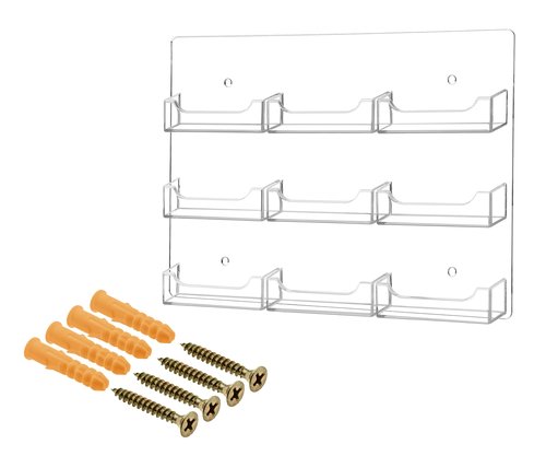 Marketing Holders Wall Business Card Holder with Hanging Hardware for 3.5" x 2" Gift or Appointment Cards Medical Dental Corporate Offices Community Centers 9 Pockets Clear Acrylic 1 Piece Durable