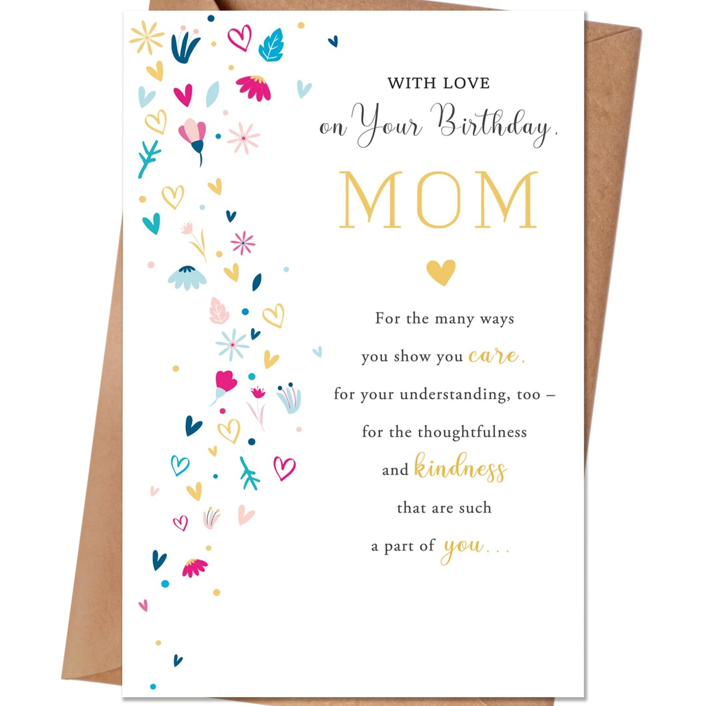 HEJOYN Mom Birthday Card, Birthday Card Gift for Mom from Son Daughter Kid, Mother Bday Cards from Kids